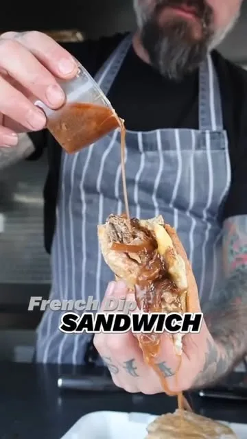 French dip sandwich with dipping jus